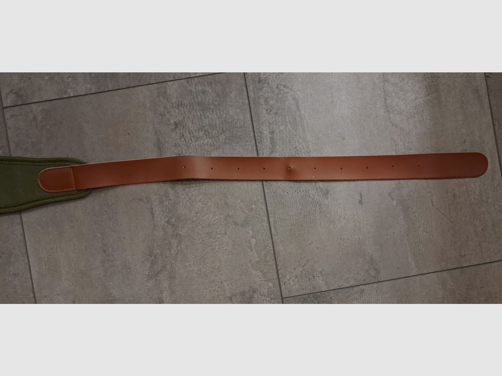 Patronengurt Kaliber 12, Cordura Leinen oliv, Lederverschluss wie neu!