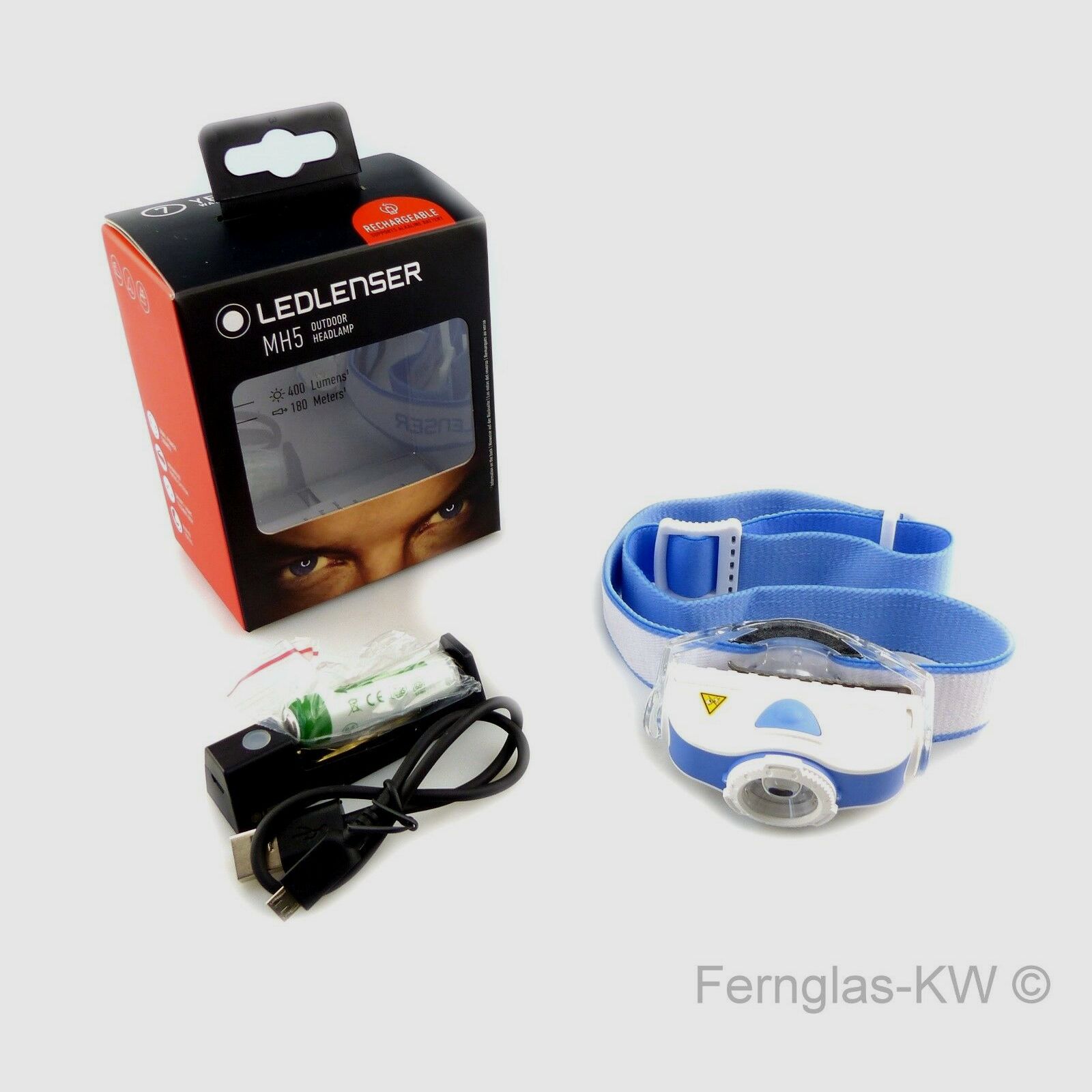 Ledlenser 501951 LED Kopflampe Stirnlampe MH5 Blau Weiß 400 Lumen mit Akku
