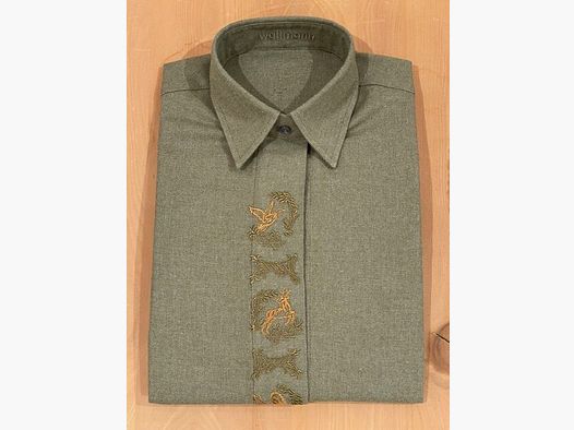 Chemise en flanelle Wallmann "Canard-Cerf-Gélinotte" en vert