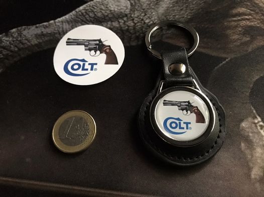 Schlüsselbund/Anhänger , COLT PYTHON, Leder, schwarz, Metall