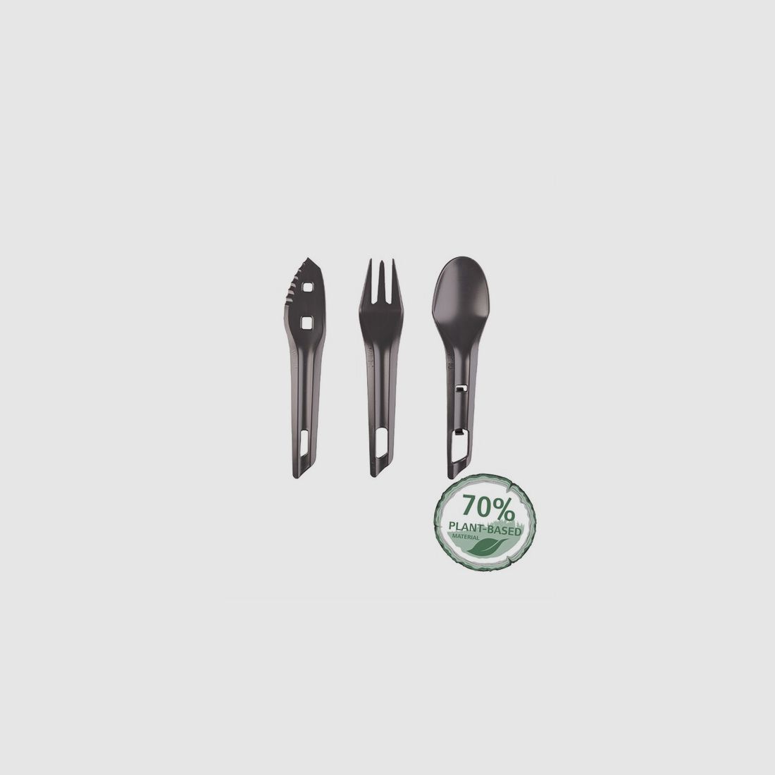 The Ocys™ Outdoor Besteck-Set Wildo® Dunkelgrau 3tlg. aus 70% pflanzlichem Material