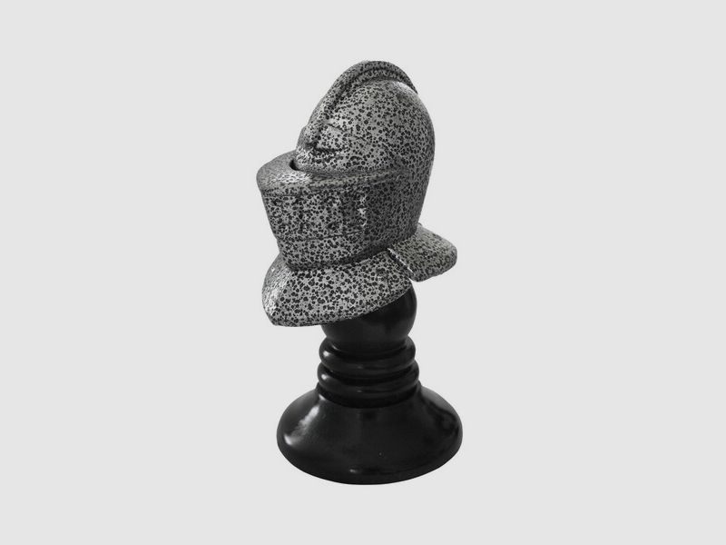 Miniatur Ritterhelm Metall - auf Holzständer - 14cm