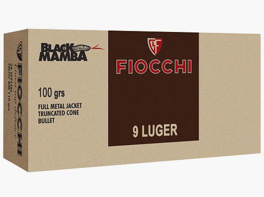 FIOCCHI BlackMamba Munition – 9mm Para. – 100 grains – hohlspitz