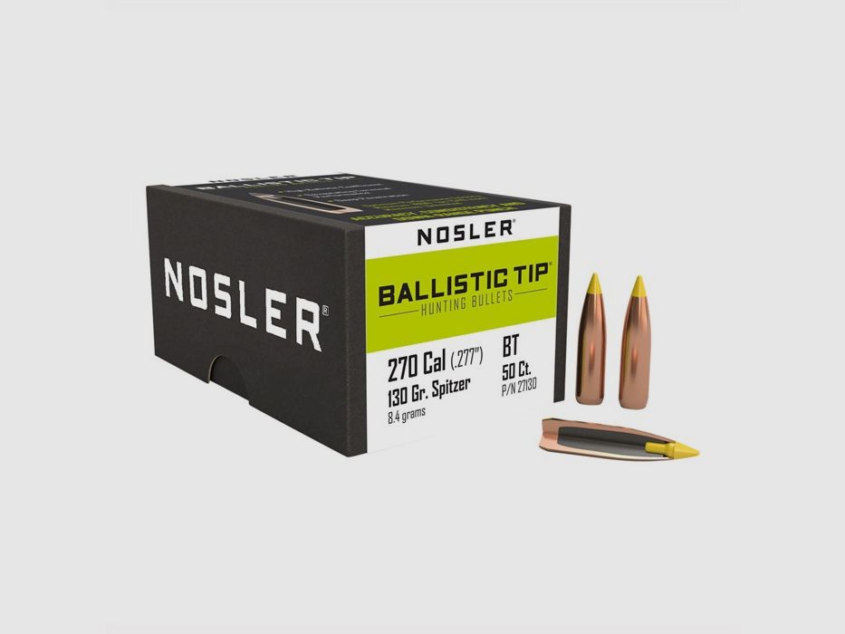 NOSLER 270 CALIBER (0.277″) 130GR SPITZER 50/BOX, image 2 of 2
