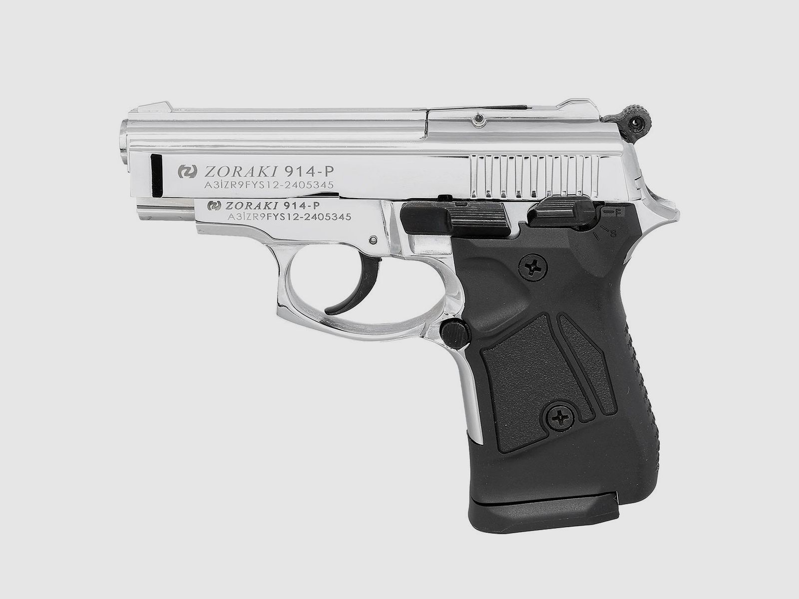 ZORAKI 914 Chrome PTB 9mm P.A.K. – Strzał z przodu - Wysyłka w całej UE