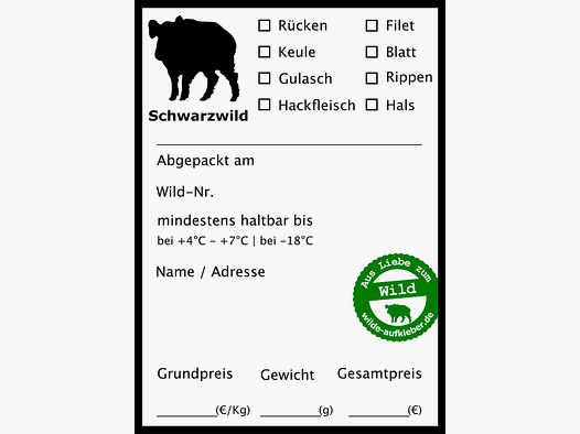 Wildbret-Gefrieretiketten Wilde Aufkleber