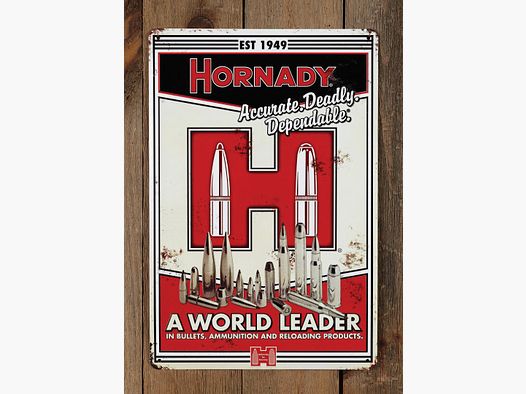 Hornady Vintage Insegna Metallica "Accurate. Deadly. Dependable." - 44,5×29,8 cm