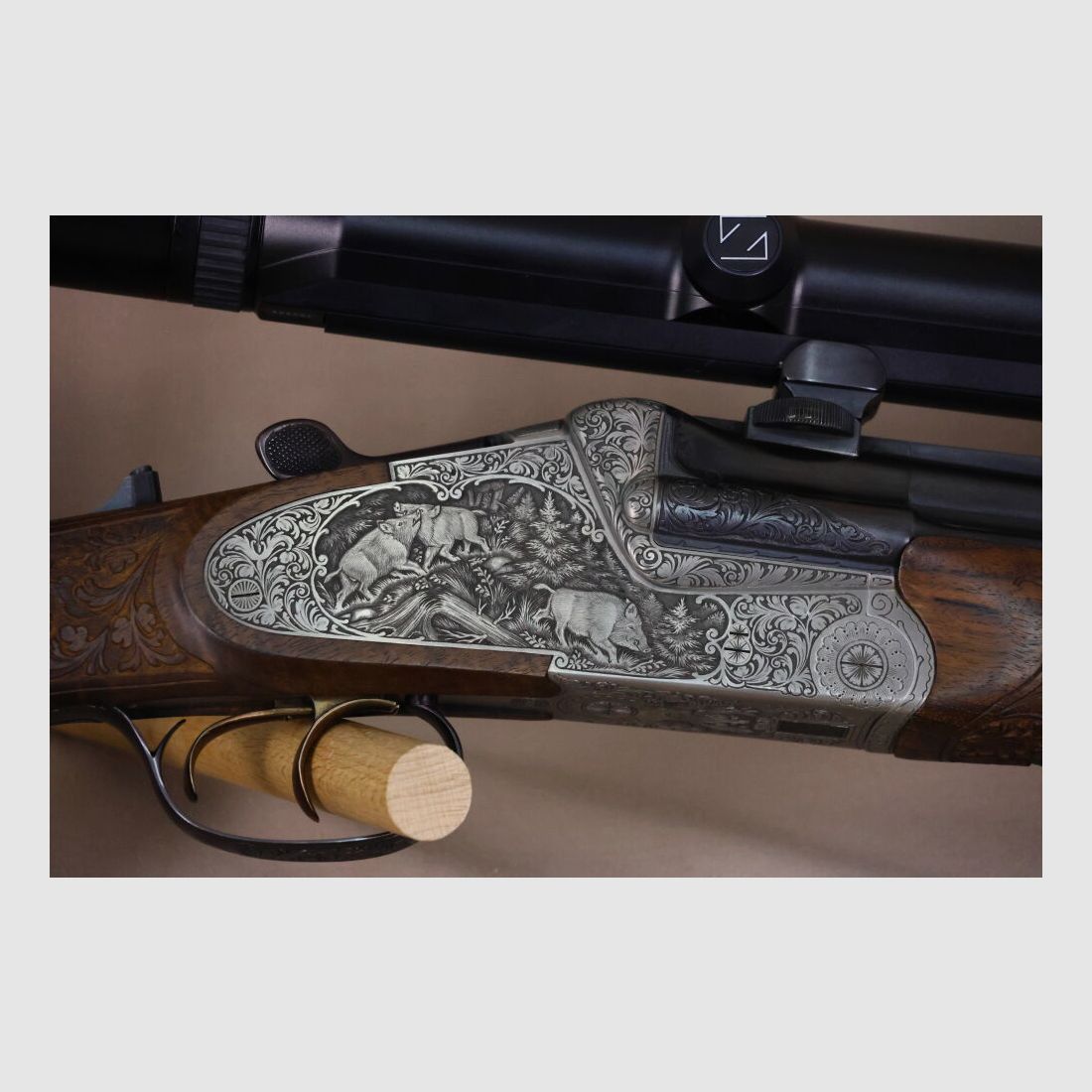 Heym 35 double rifle // side lock // left-handed stock // Fortner