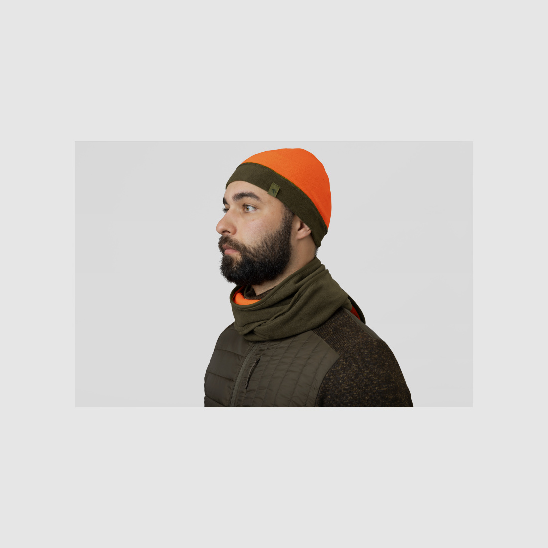 Seeland Fleecemütze Wendbar Pine green/Hi-Vis orange