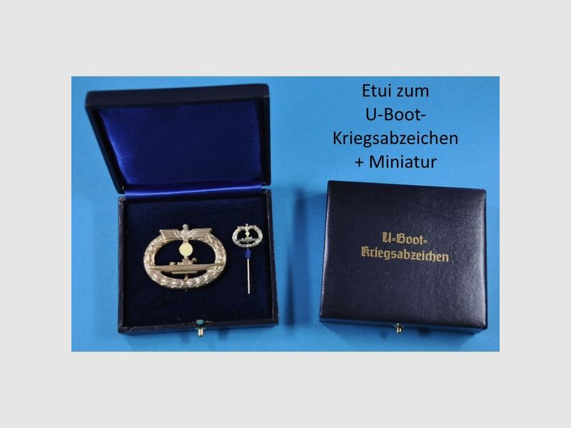Etui zum U-Boot-Kriegsabzeichen + Miniatur mit senkrechter Nadel Repro !!!
