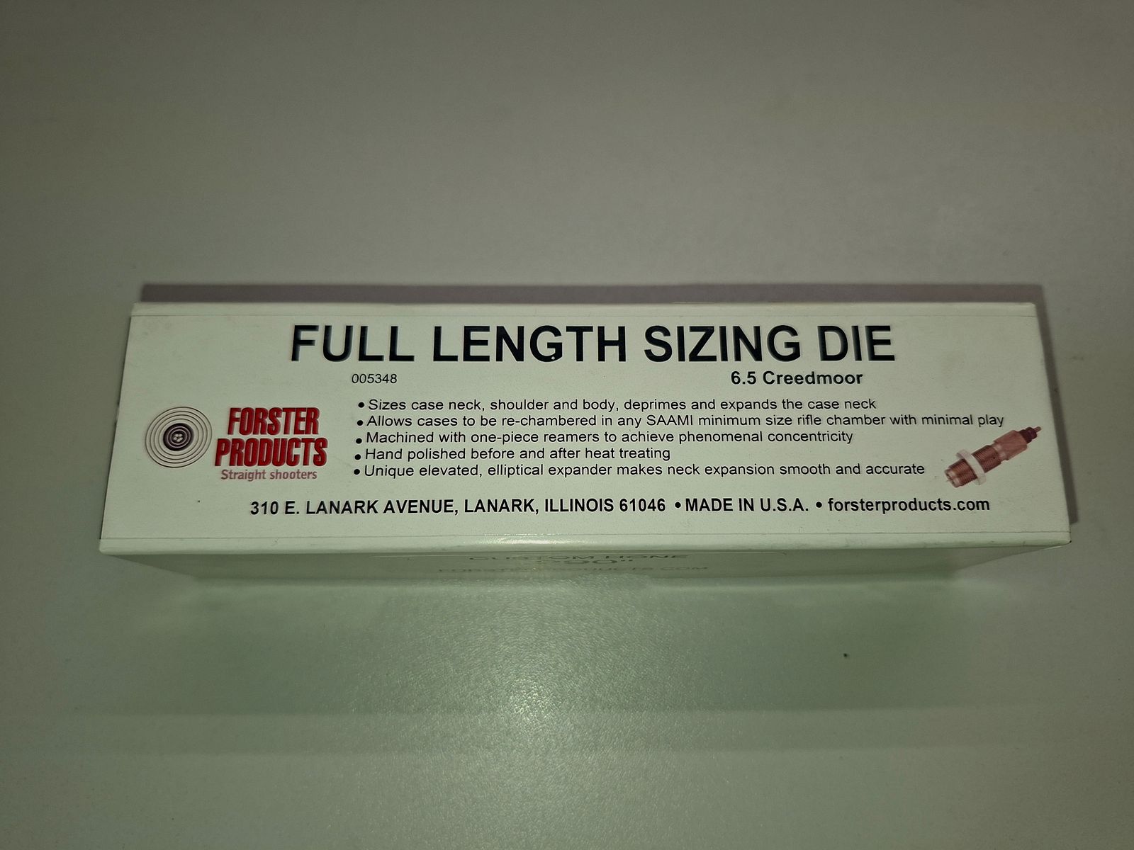 Forster Full Length Sizing Die full-length resizing die 6.5 Creedmoor with primer punch