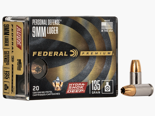 Federal Pistolenmunition Premium 9 x 19 8,7g Hydra-Shok Deep Jacketed Hollow Point