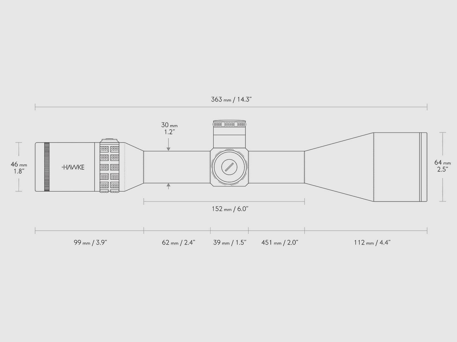 HAWKE 17460 Zielfernrohr Sidewinder 30 FFP 6-24x56 FFP Half Mil Absehen