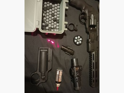 3-9x40 scope op Long T4e HDR50 Tactical Rifle Kit Rot Punkt rubber bullets RAM Paintball Marker Cal .50 Set laser CO2 capsules Revolver Pepper Launcher lange barrel optioneel Holo Visier Red DOT