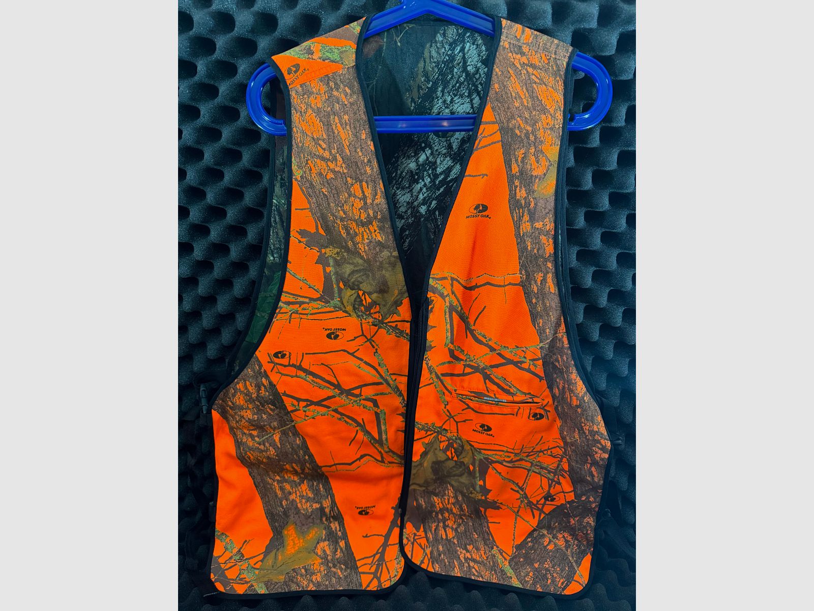 Wende-Weste Warnweste, Mossy Oak, Orange und Tree, Größe 58 - 62 einstellbar.