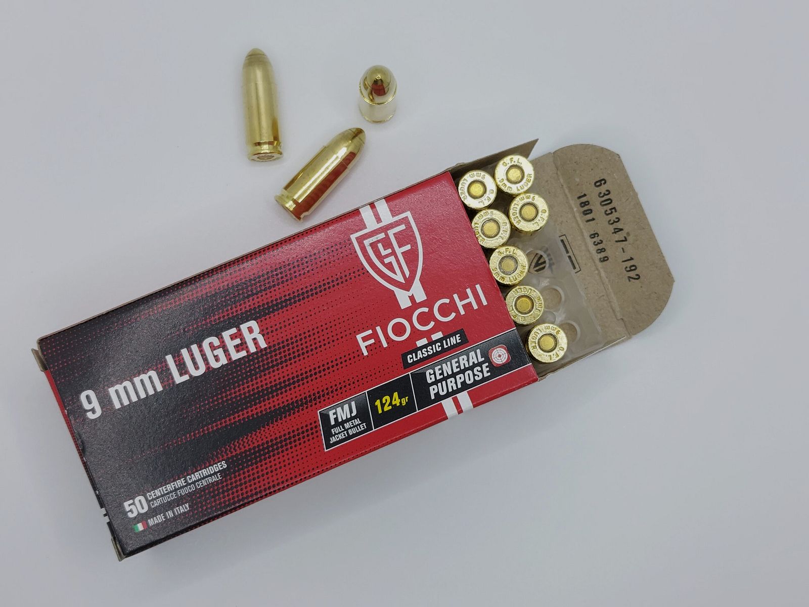 Fiocchi 9mm Pistolenpatrone 124gr FMJ, Bild 3 von 3