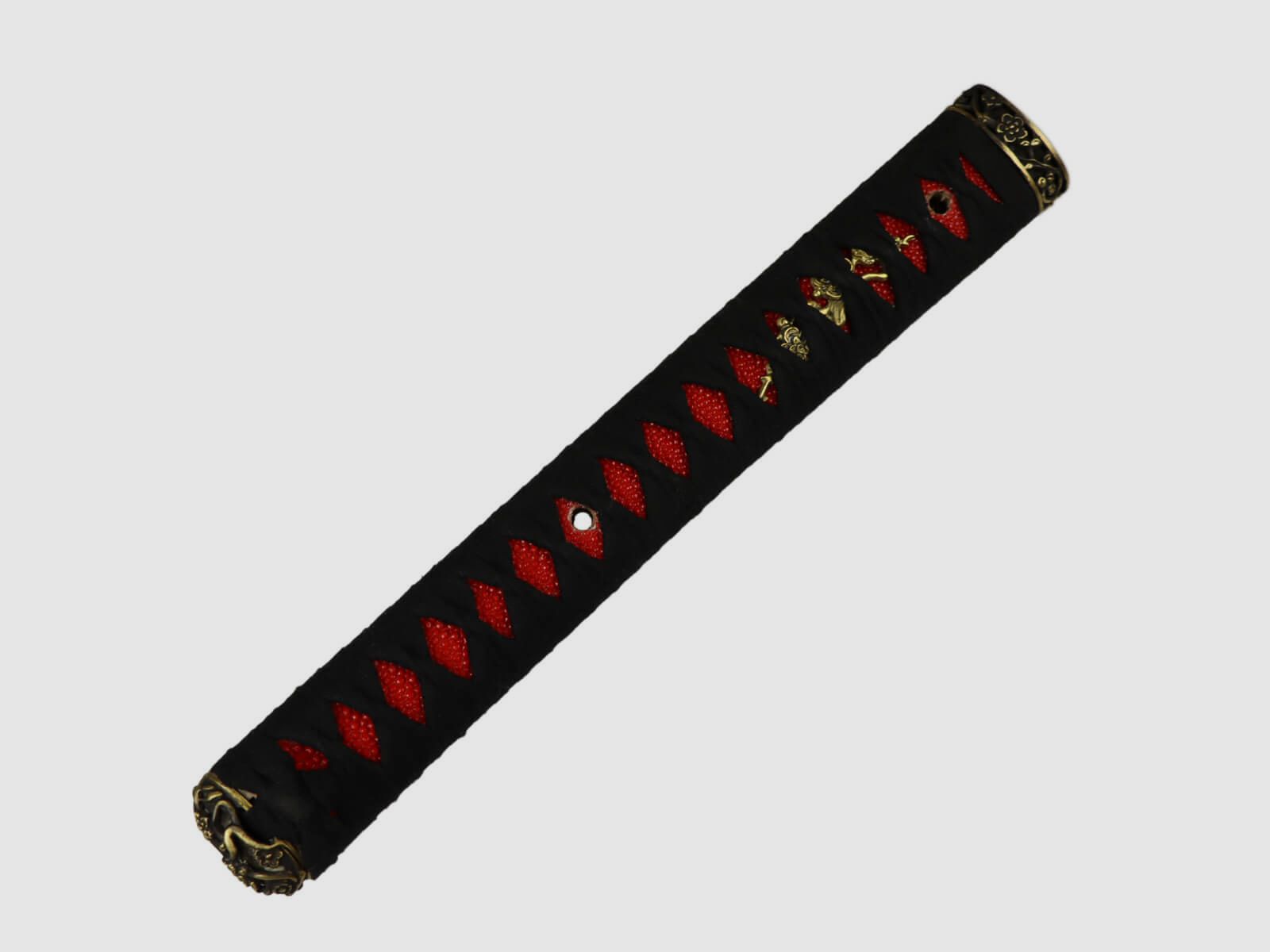 Tsuka Schwertgriff fr Katana mit Same rot Ito schwarz