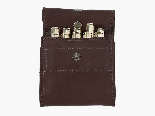 LEATHER AMMO CASE DARK BROWN FOR 10 ROUNDS