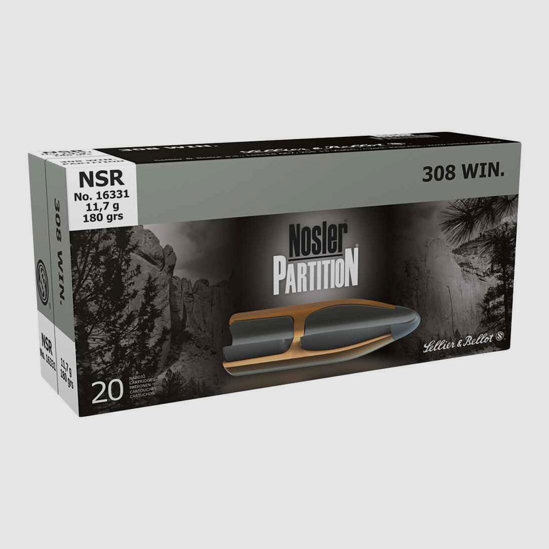 .308 Winchester Nosler Partition 180 grs. Sellier & Bellot