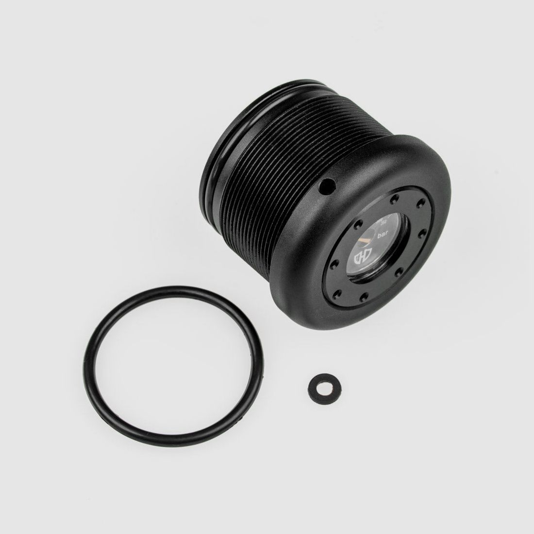 Tank cap including manometer | 350 Bar | ALU CNC | Black anodized | AEA HP MAX 1 & 2 | MEGALODON