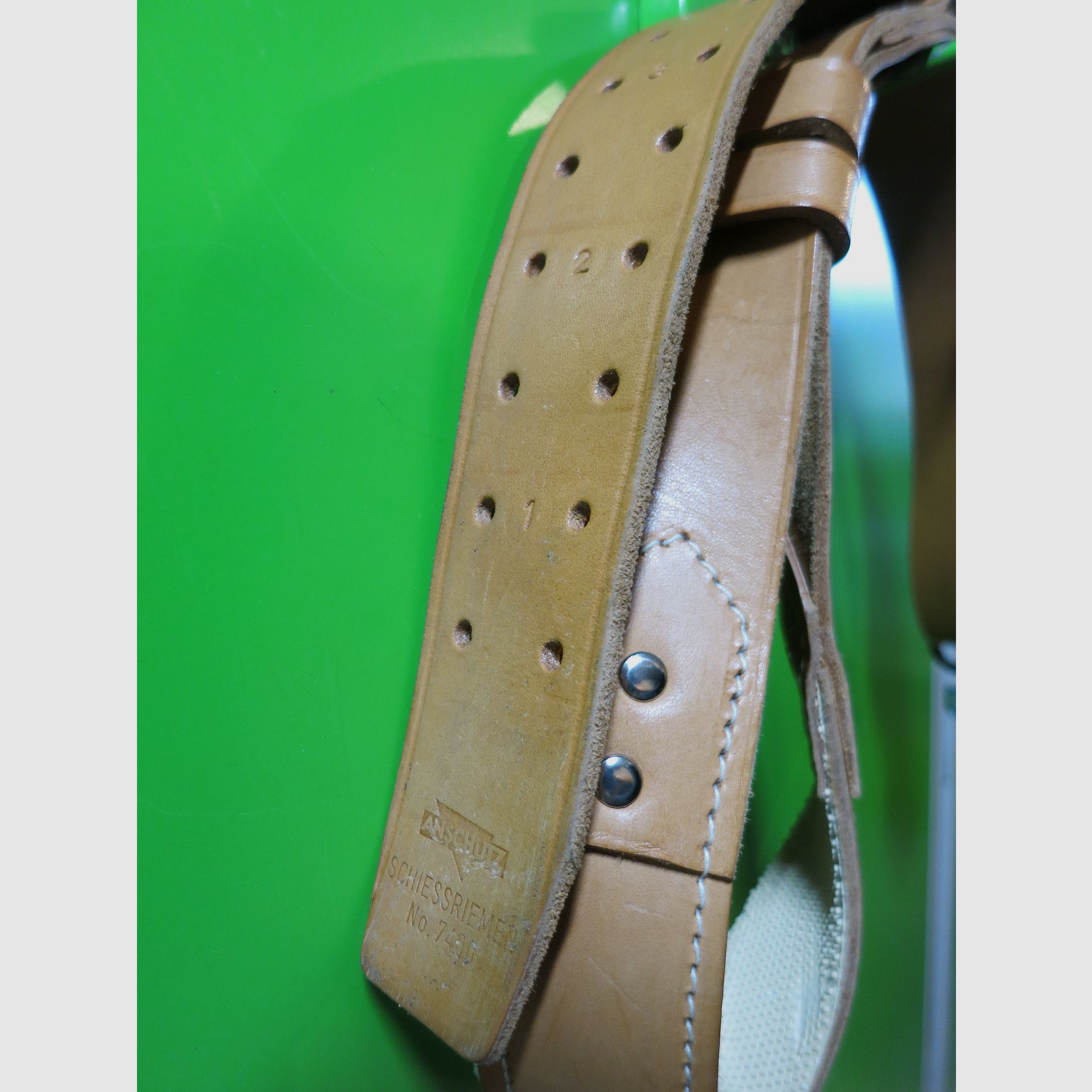 Anschütz shooting strap No. 7400 leather + hand stop with strap buckle