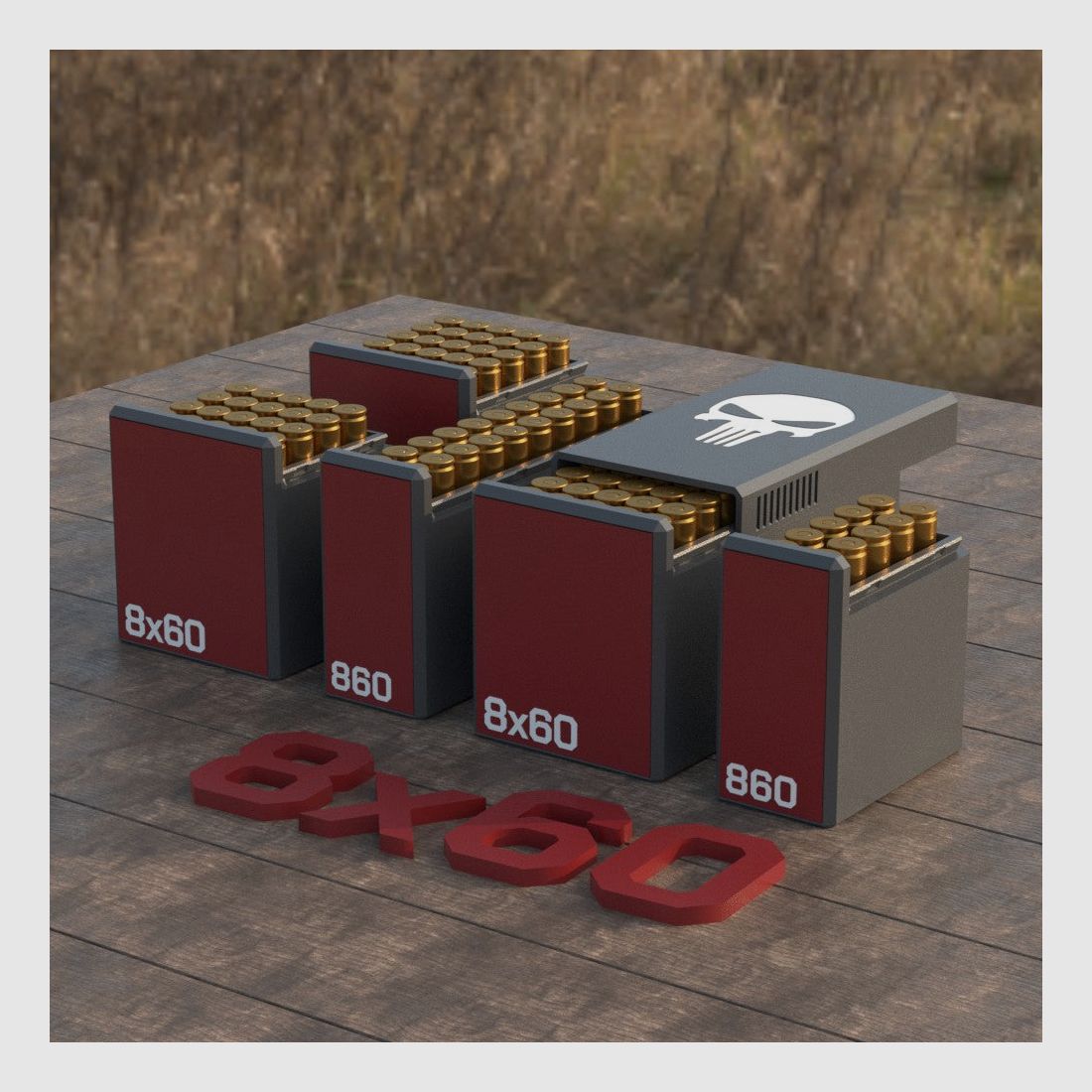 Caja de municiones Filamelt / Ammo 8x60 - caja de cartuchos para 50 disparos, fabricada en Alemania