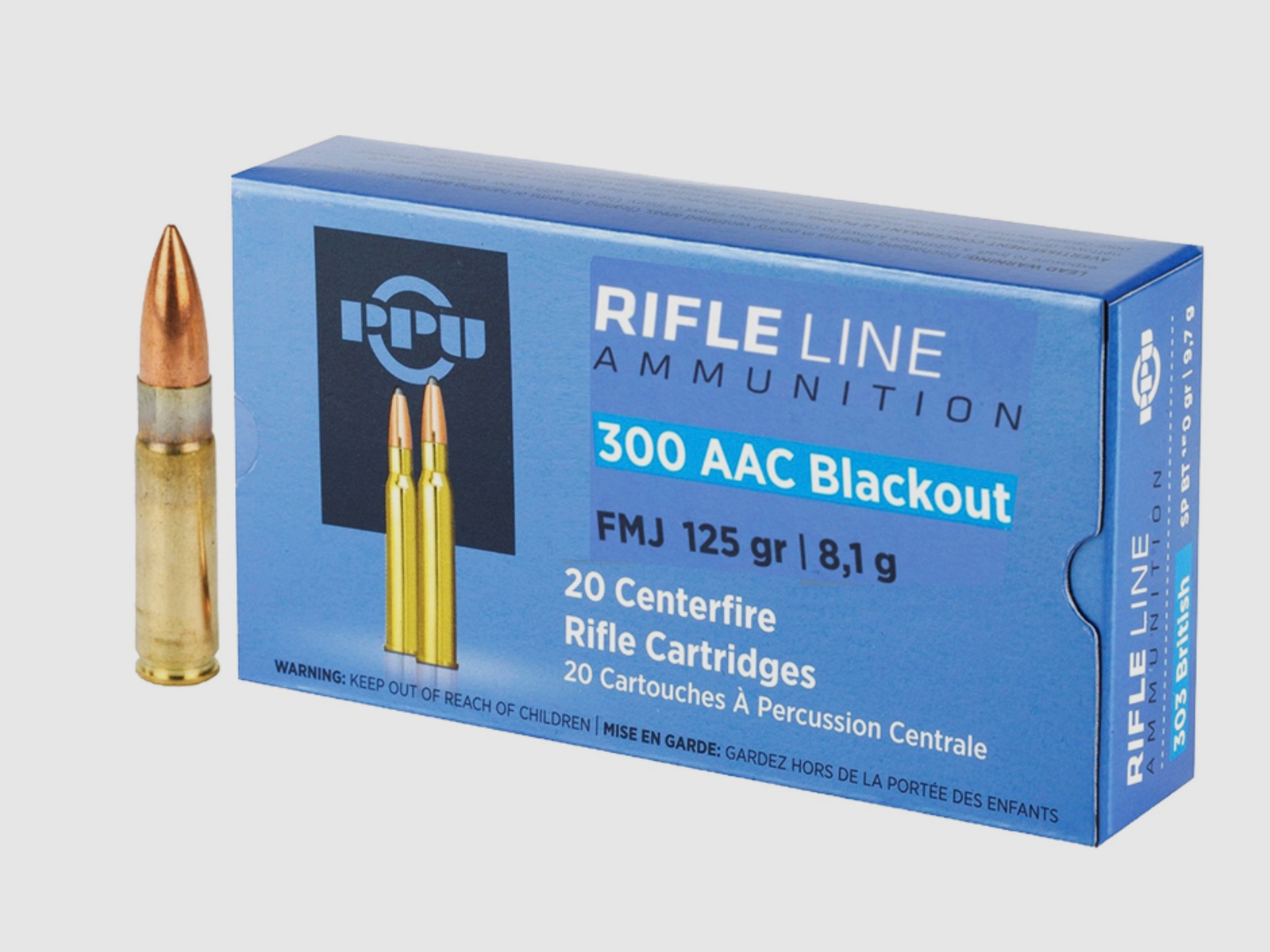 PPU .300 AAC Blackout 8.1g 125grs FMJ 20 pieces