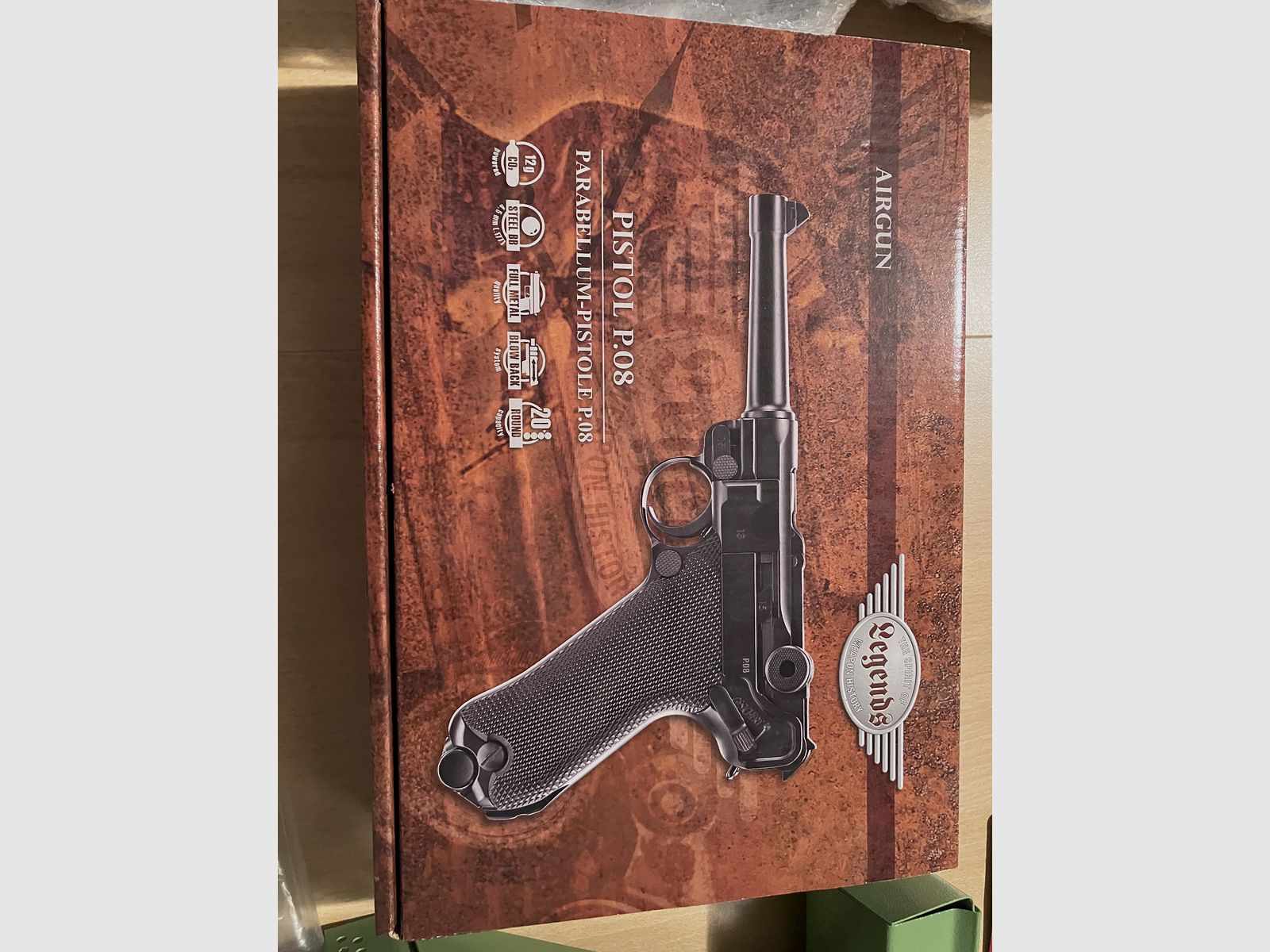 Luger P08 Blowback / OVP 4.5mm mit Ausrüstung 