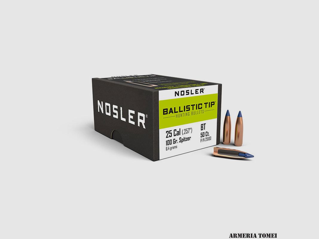 NOSLER – BULLE – BALLISTIC TIP® Hunting 25 Cal (.257″) BT 100gr Spitzer 6.4g (50pcs) -25100