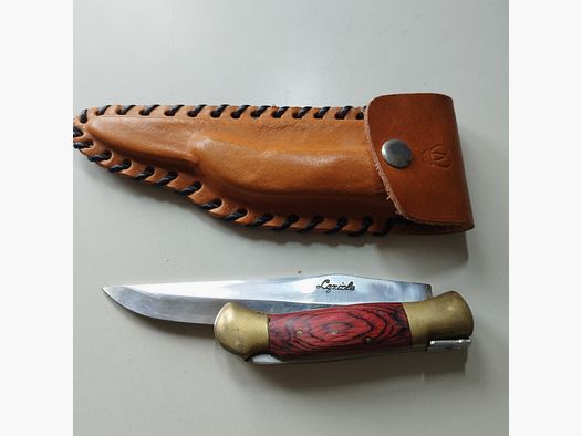 Couteau Lagoile rare avec forme spéciale et étui en cuir - Particularité !