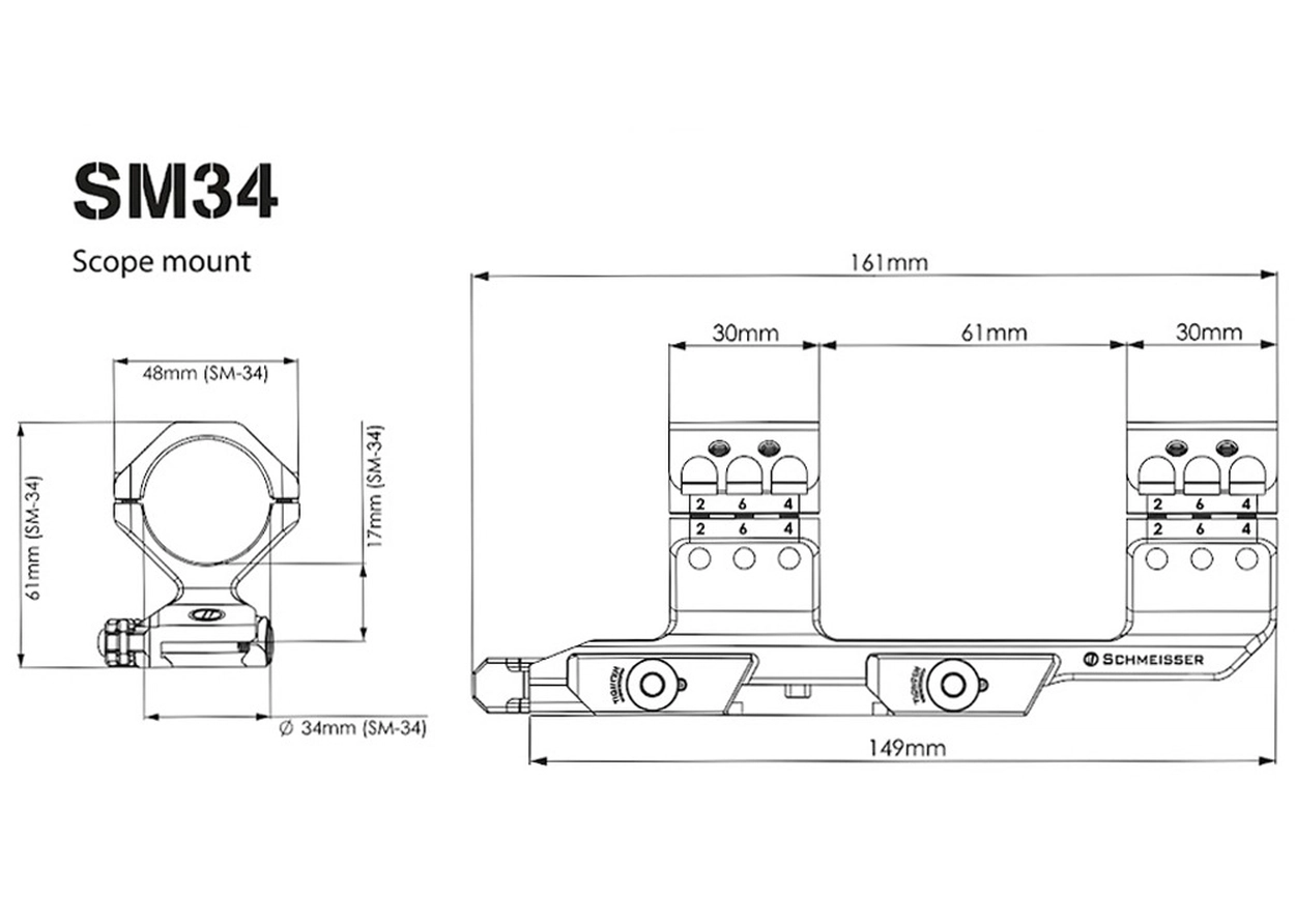 Montage Schmeisser Schmeisser SM34 34 mm Moyen Weaver/Picatinny, image 5 sur 5