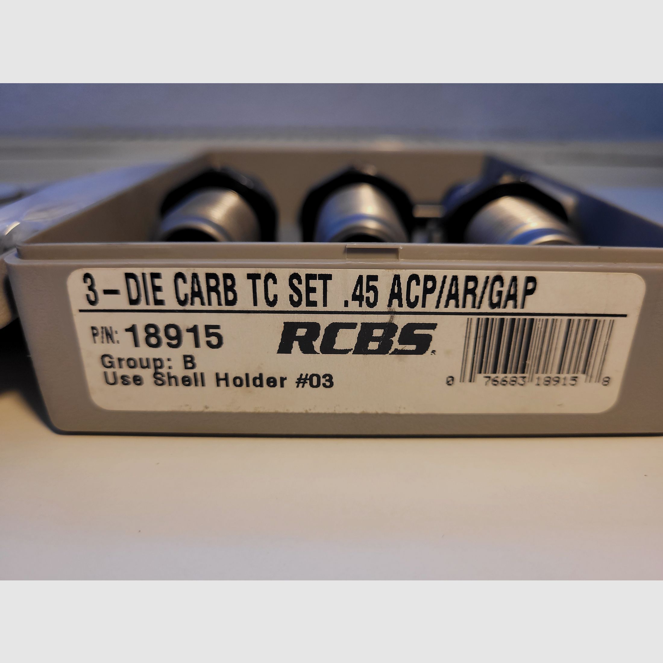 .45 ACP / AR / GAP RCBS matrijsset, hardmetaal, taper crimp, Art.Nr.: 18915