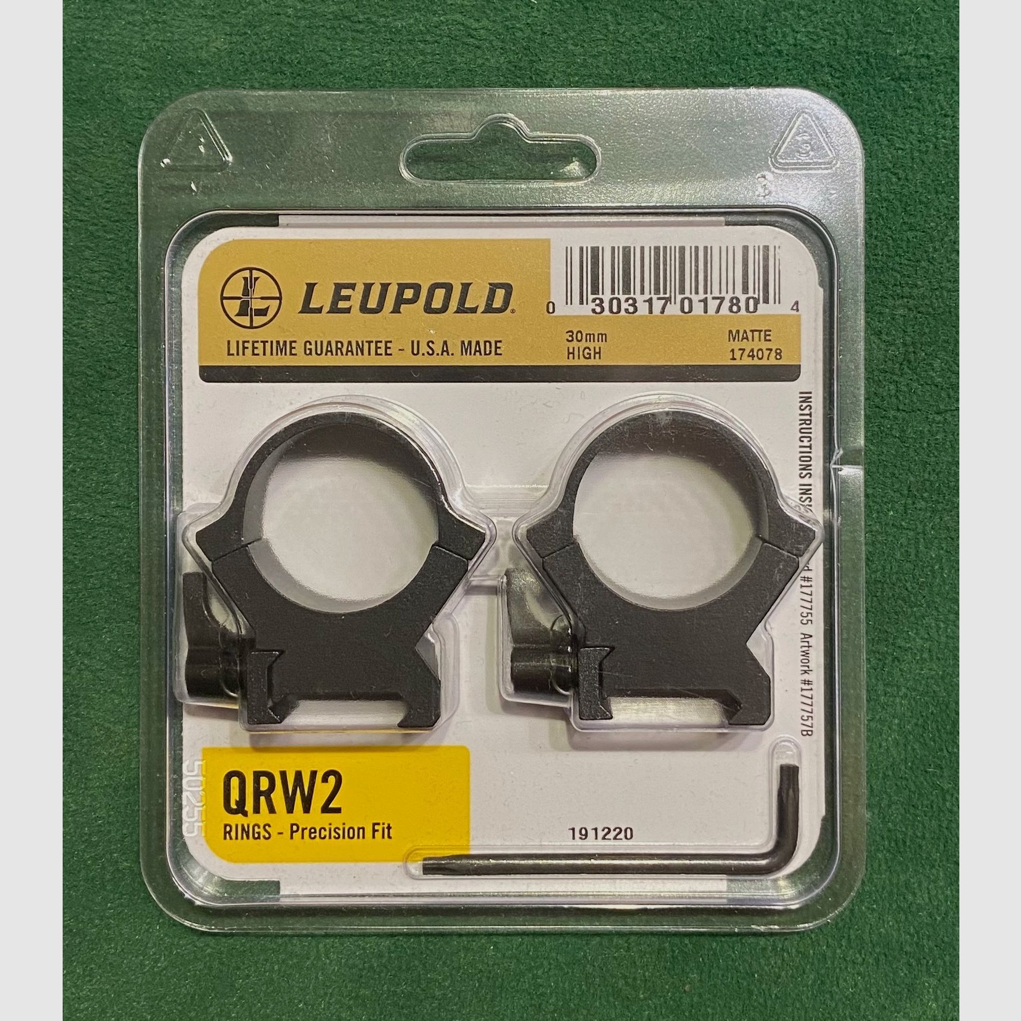 Leupold QRW2 Weaver RINGE 30mm High (H=12,18mm) mit Spannhebel, Stahl, Matt
