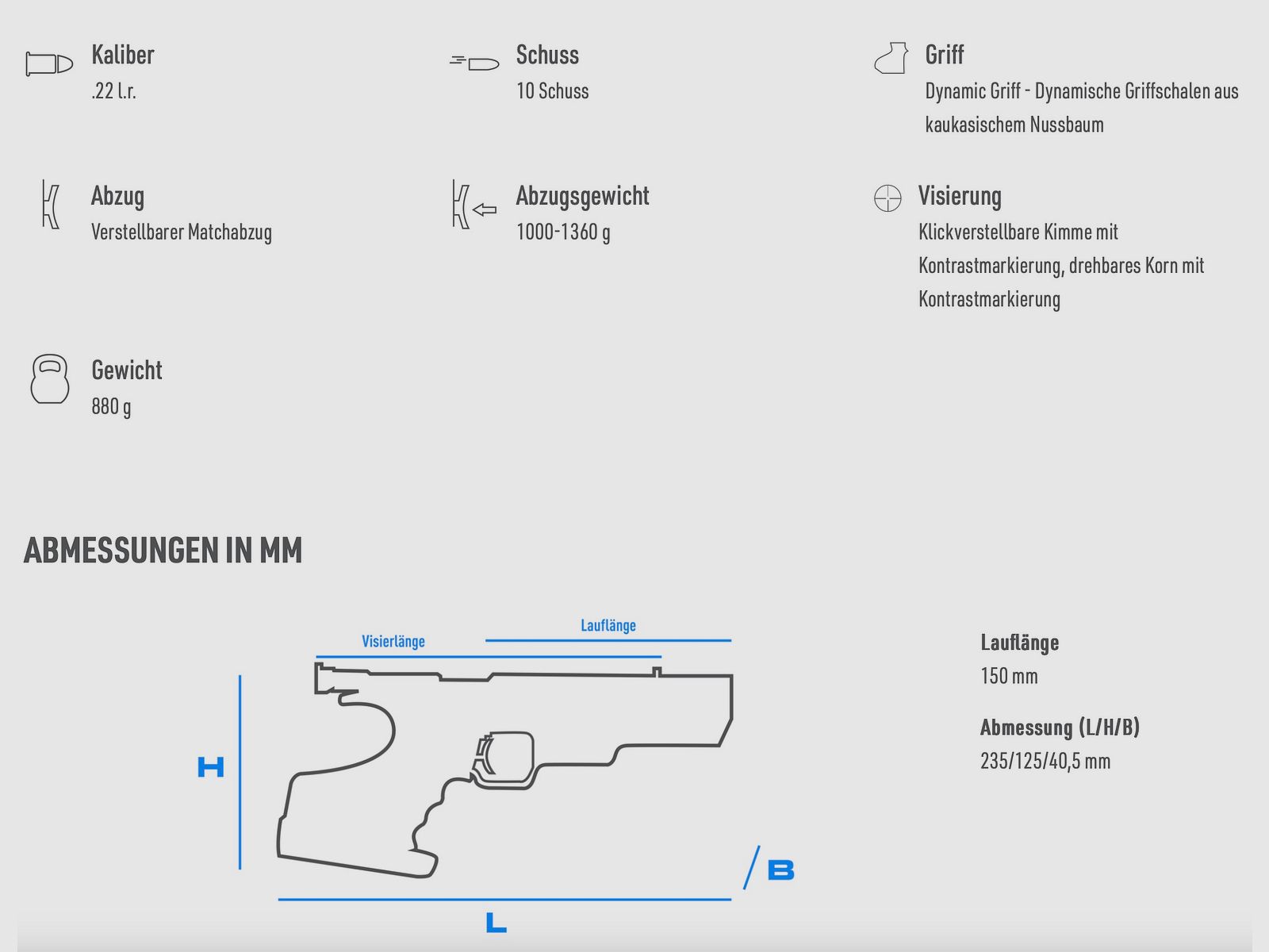 WALTHER 2875349 CSP Dynamic .22lr einstellbarer Matchabzug Sportpistole