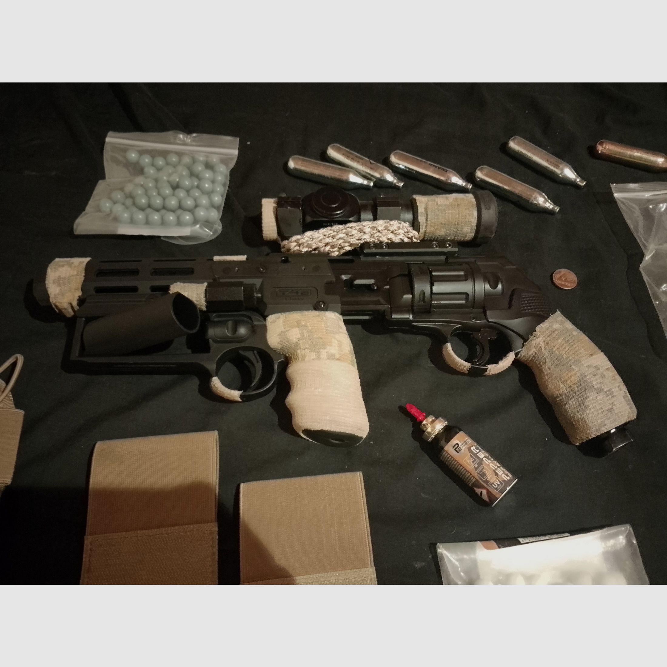 Actualización Long T4e HDR50 Tactical Rifle Kit Punto Rojo Láser Balas de Goma RAM Paintball Markierer Cal .50 Set Cápsulas CO2 Revolver Lanzador de Pimienta cañón largo Red DOT, imagen 4 de 6