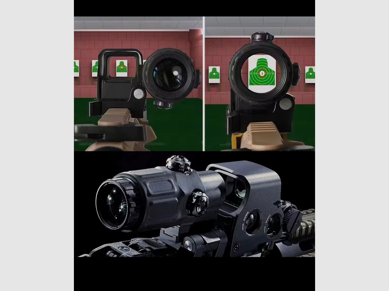 Red dot sight with foldable magnifying glass