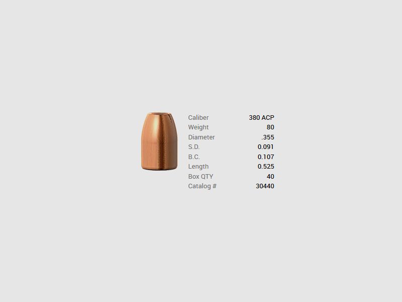 Balle Barnes .380 ACP/.355 80GR M/LE Tac-XP Pistolet FB 40 pièces