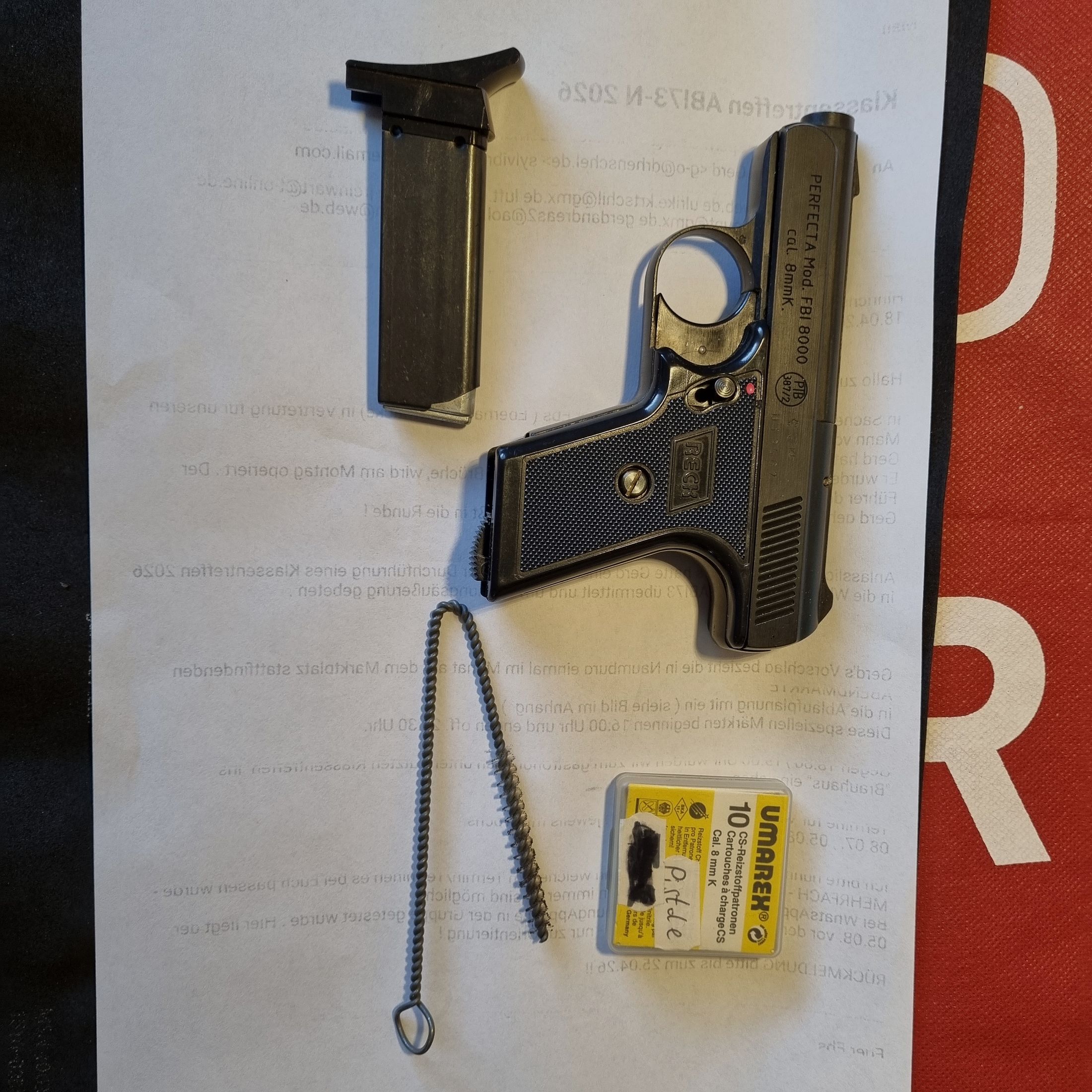Pistolet compact FBI 8000 Mod. G5, de 1996 avec facture, 8mm, en plus de 10 coups CS, PTB 387/2