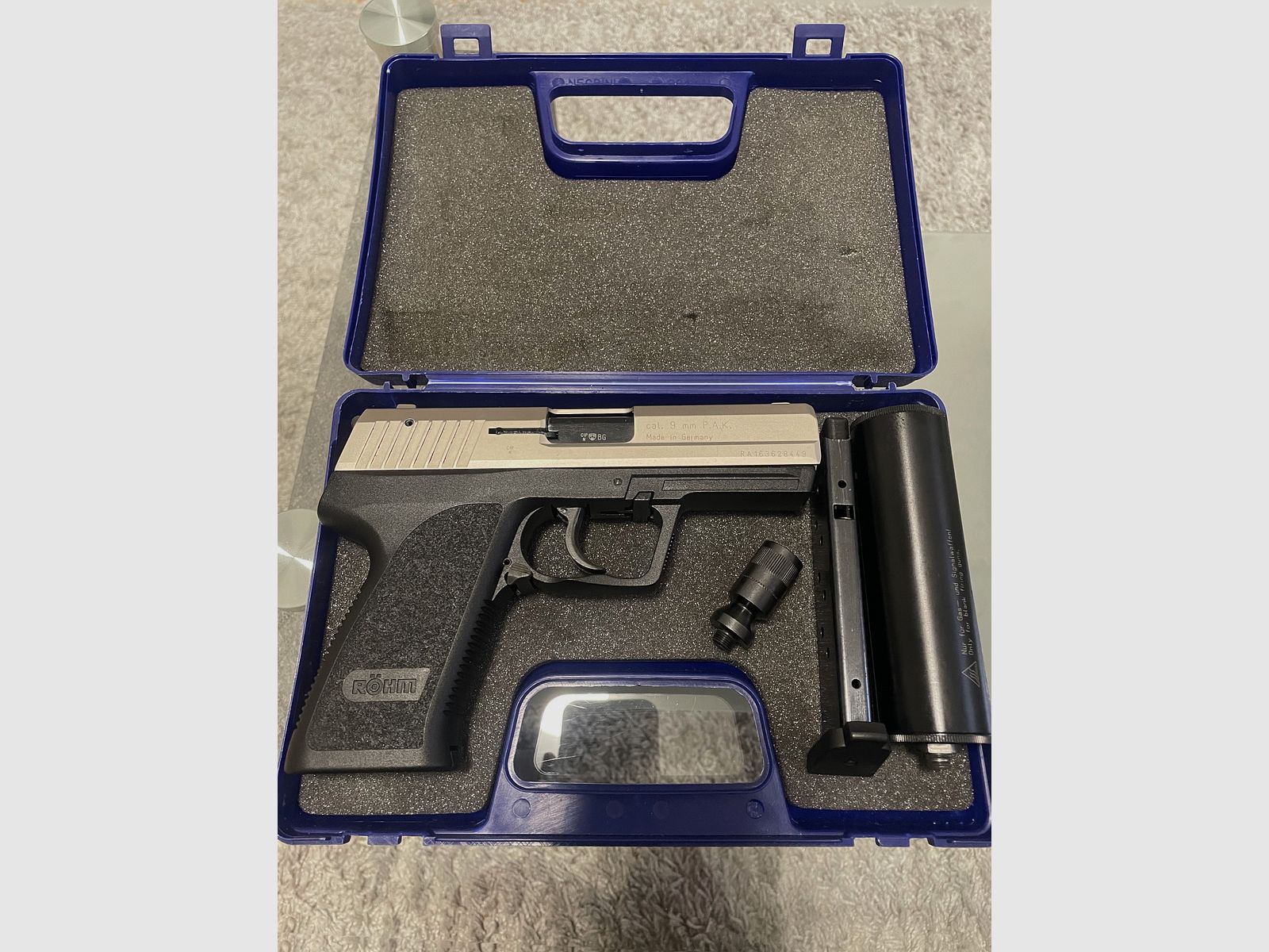Röhm RG96 Nickel 2x Magazine+Schalldämpfer 