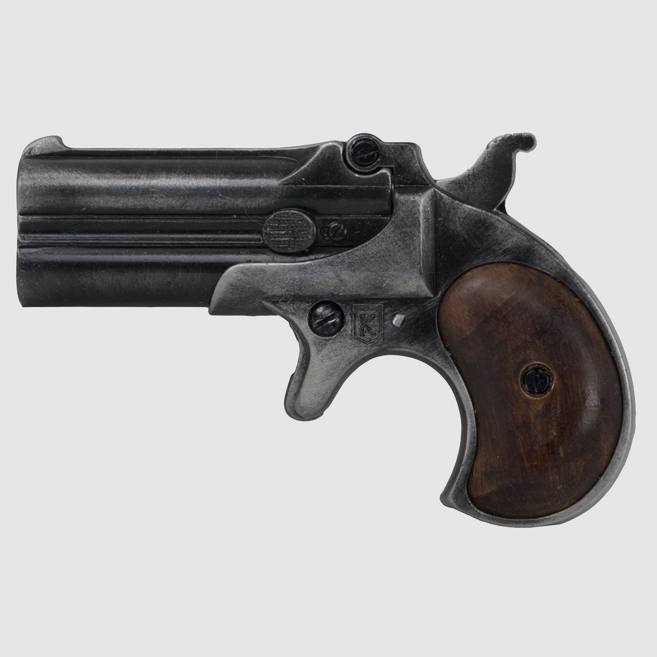 Deko Pistole Kolser Derringer 95 USA 1866 Kaliber .41 antikschwarz Griffschalen in Holzoptik