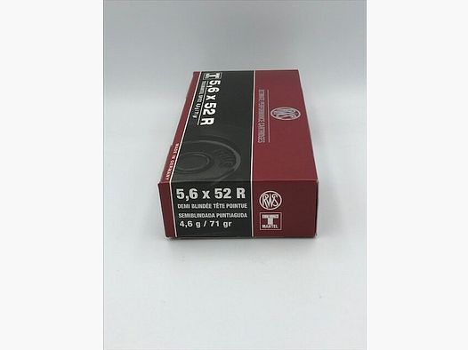 RWS Büchsenmunition 5.6 X 52 R Teilmantel Spitz 4.6 g. / 71 gr.