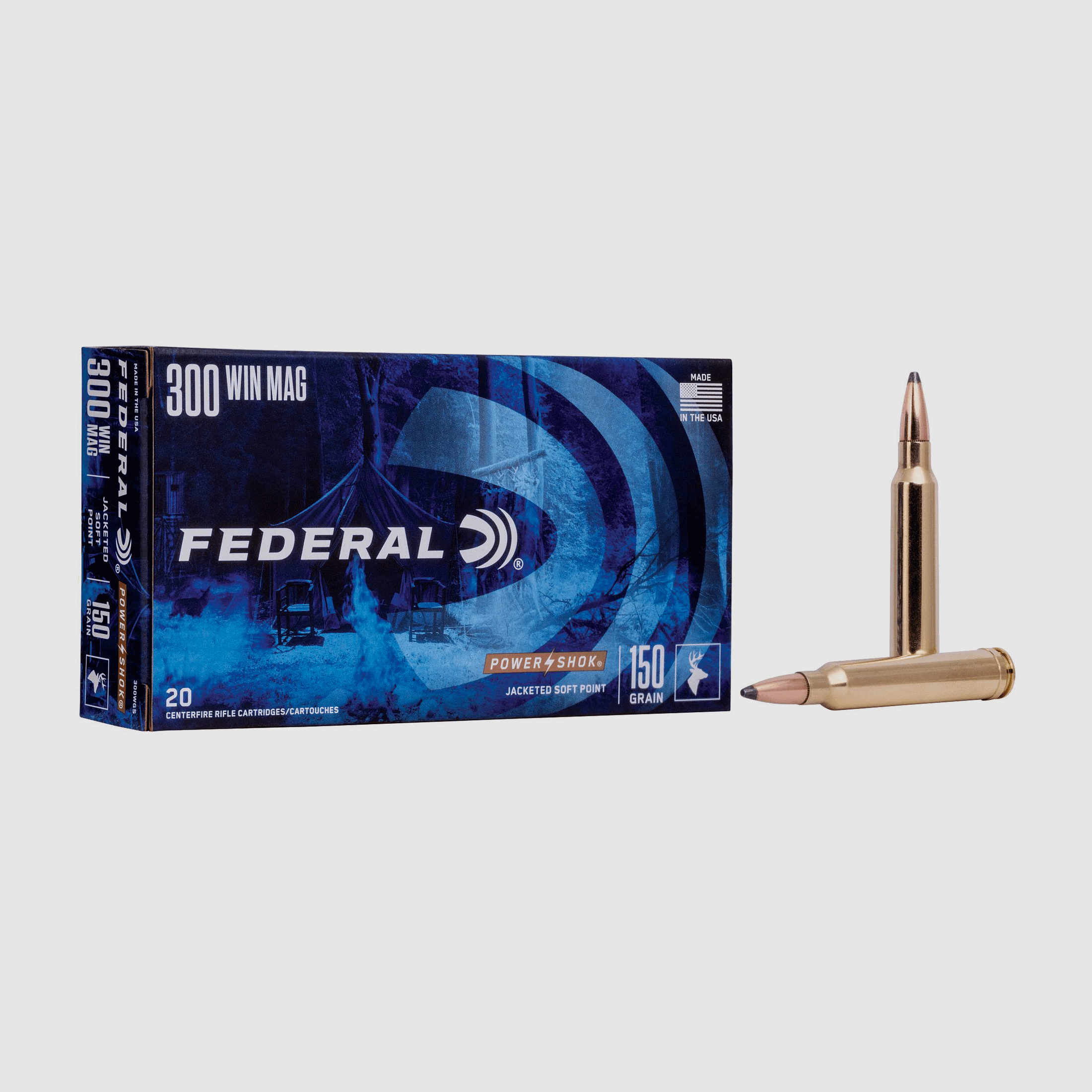 FEDERAL – 300 WIN MAG | JACKETED SOFT POINT | 150GR | POWER-SHOK | 300WGS