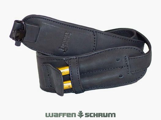 Mjoelner Hunting Cinghia per Fucile in Pelle/Neoprene - nera - inclusa girella US rimovibile