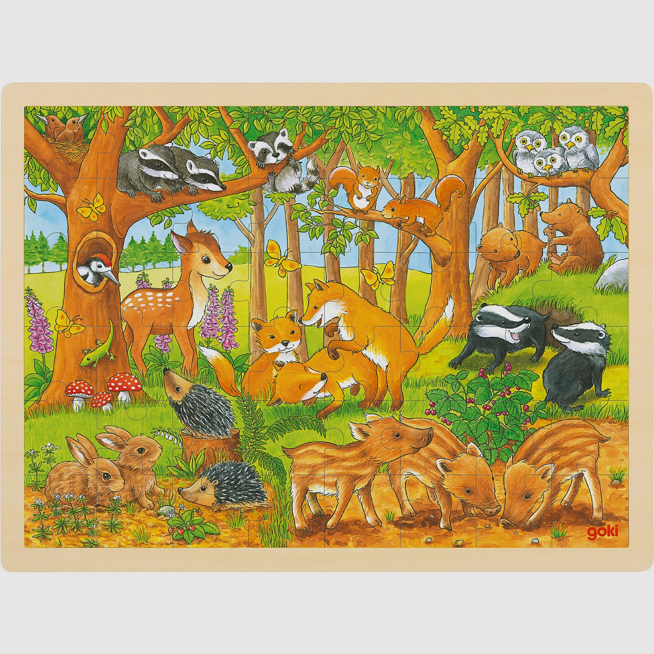 Einlegepuzzle Tierkinder im Wald
