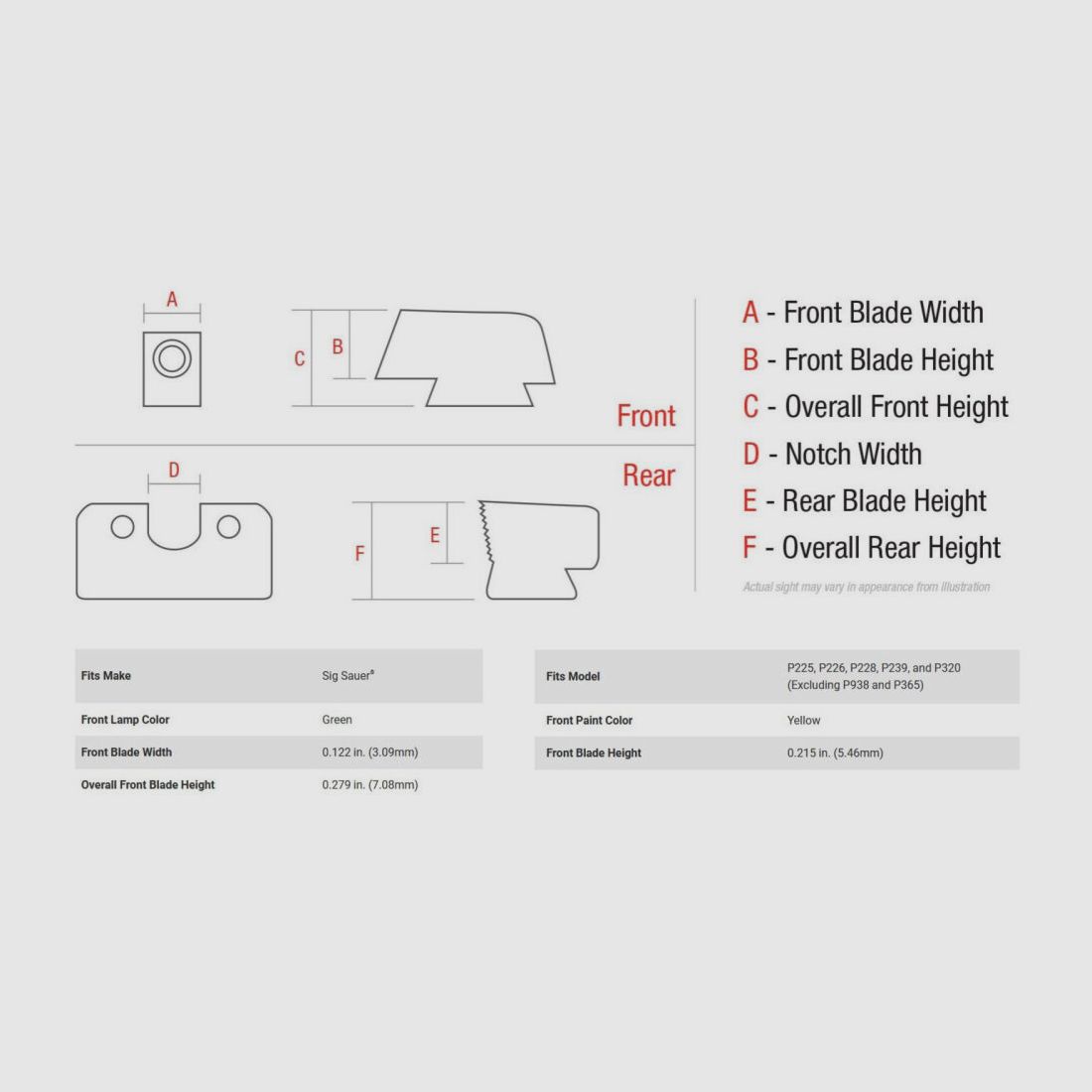 Trijicon N-Visierkorn HD XR gelb SIG P 9mmLuger/.357SIG