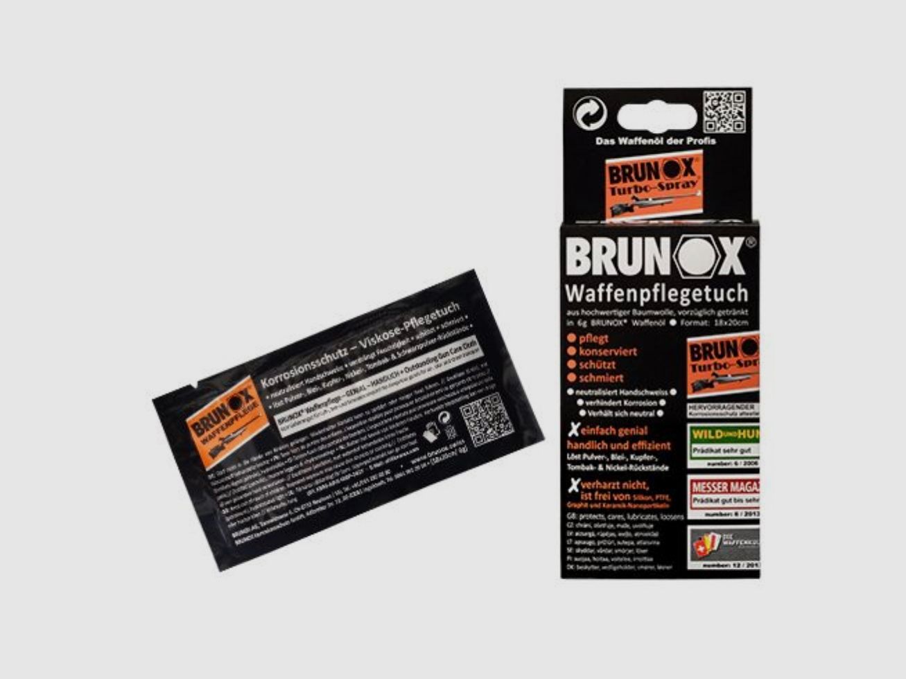 Brunox Waffenpflegetuch aus Baumwolle vorzüglich in 6g Brunos Waffenöl getränkt 10x20cm