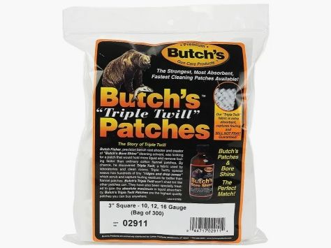 Parches de Limpieza Triple Twill de Butch 300 Piezas para .10 / .12 / .16