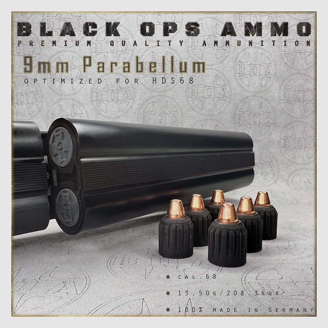 8x 9mm Parabellum BLACK OPS AMMO Luftgewehr TS HDS 68 Kal.68 Munition Umarex HDS68 TS68