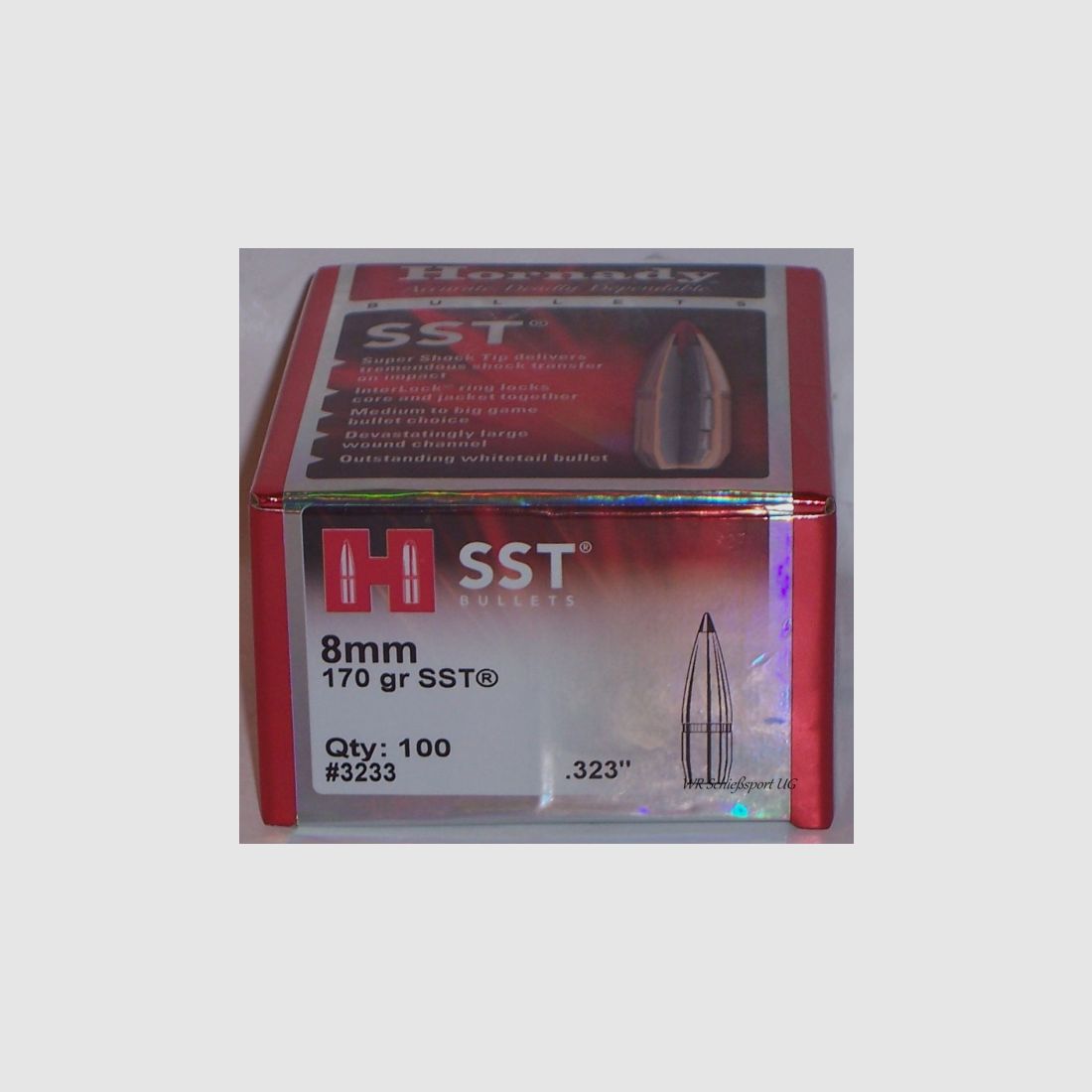 100St. HORNADY Geschosse 8mm(.323Dia.) - 170 - SST - #3233