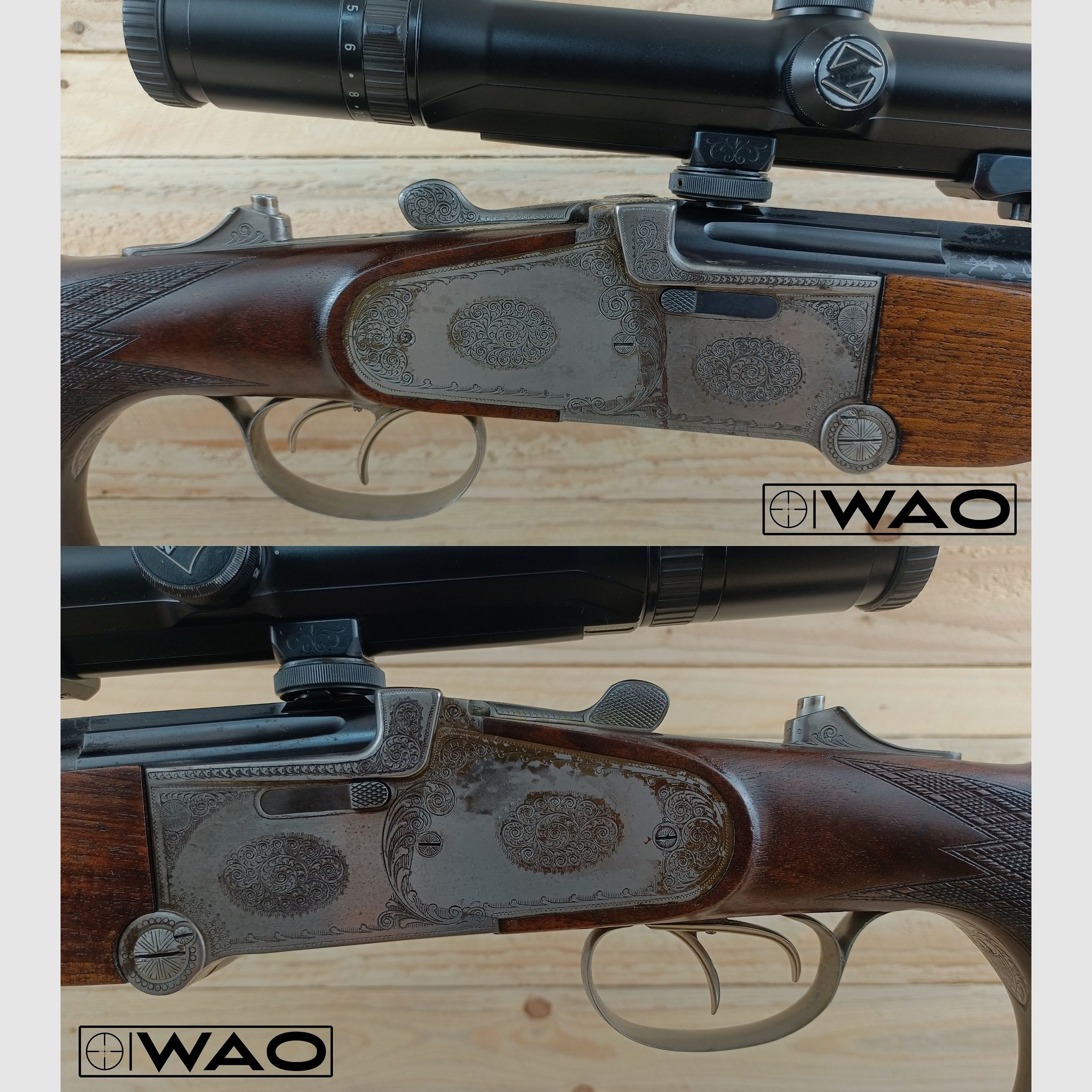 Dwulufowa broń myśliwska Otto Baier Linden, kal. 9,3x74R, .243Win *Rarytas - z lunetą Zeiss Diavari*